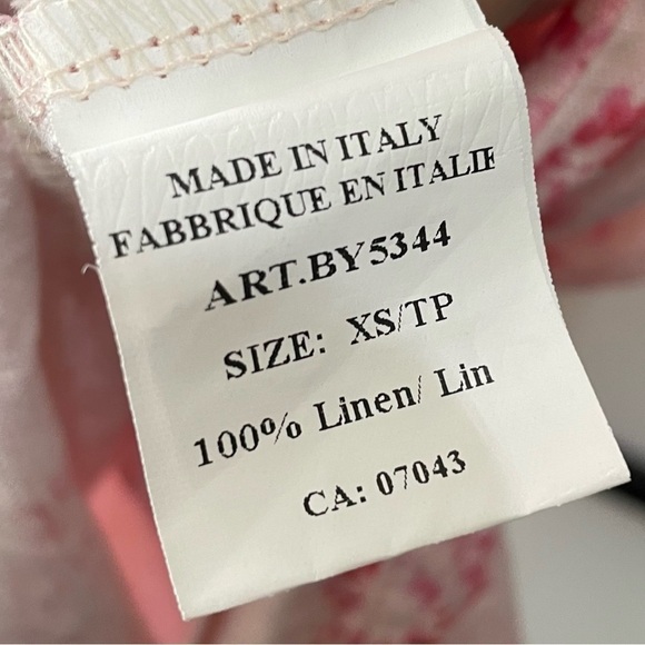 [XS] Allegra Masetti Pink White Cherry Blossom Print Sleeveless 100% Linen Dress - Picture 11 of 12